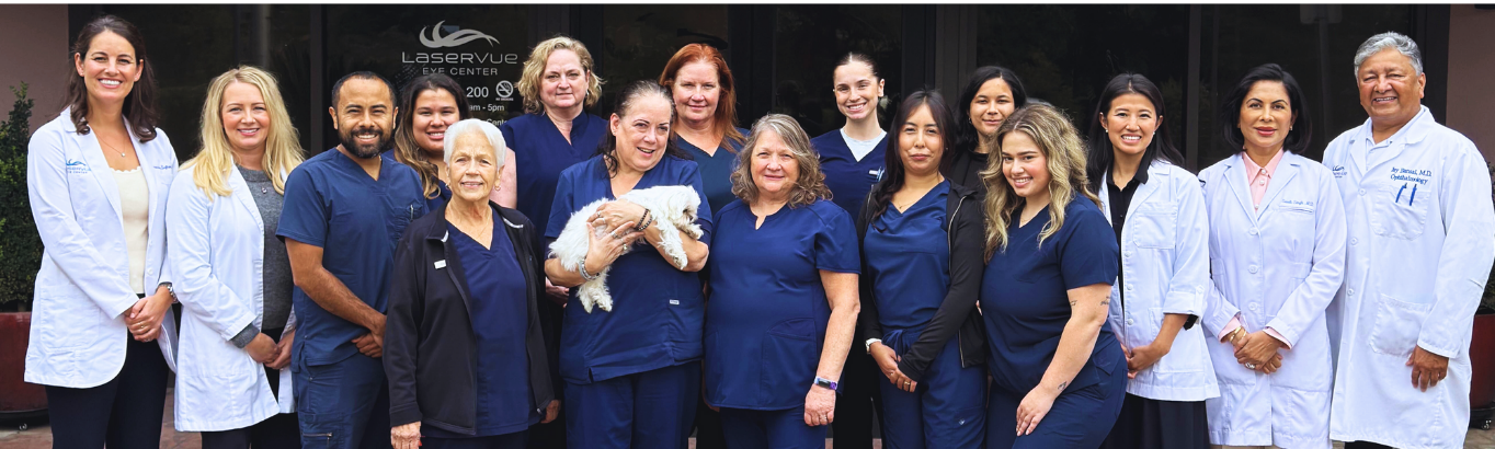 LaserVue Eye Center Staff Team standing outside of LaserVue office in Santa Rosa
