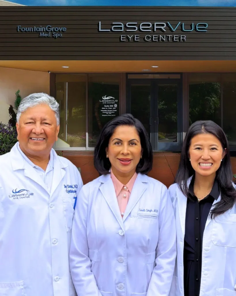 LaserVue ophthalmologists standing outside the eye center
