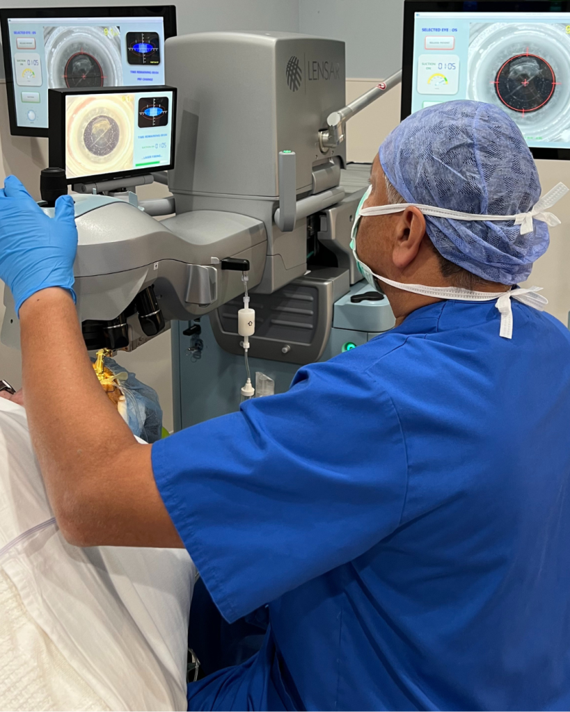 Dr Jay Bansal performing Robotic Laser Cataract Surgery with the LENSAR ALLY Systems LaserVue Eye Center