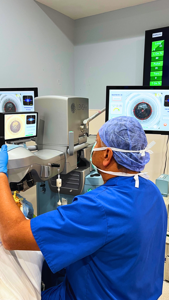 Dr. Jay Bansal performs Robotic Laser Cataract Surgery at LaserVue Eye Center using the LensAR ALLY Laser Cataract Systems